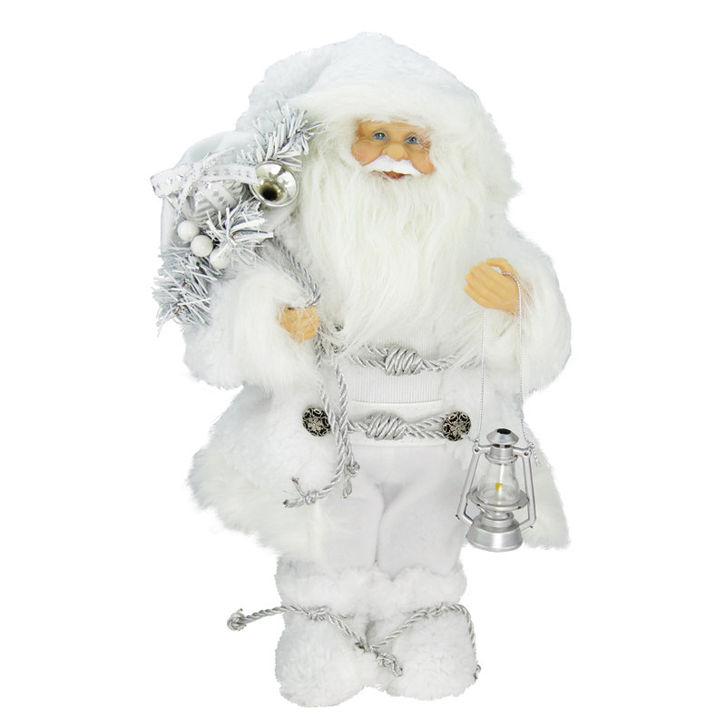 Figurine de père Noël 12 po avec lanterne blanche