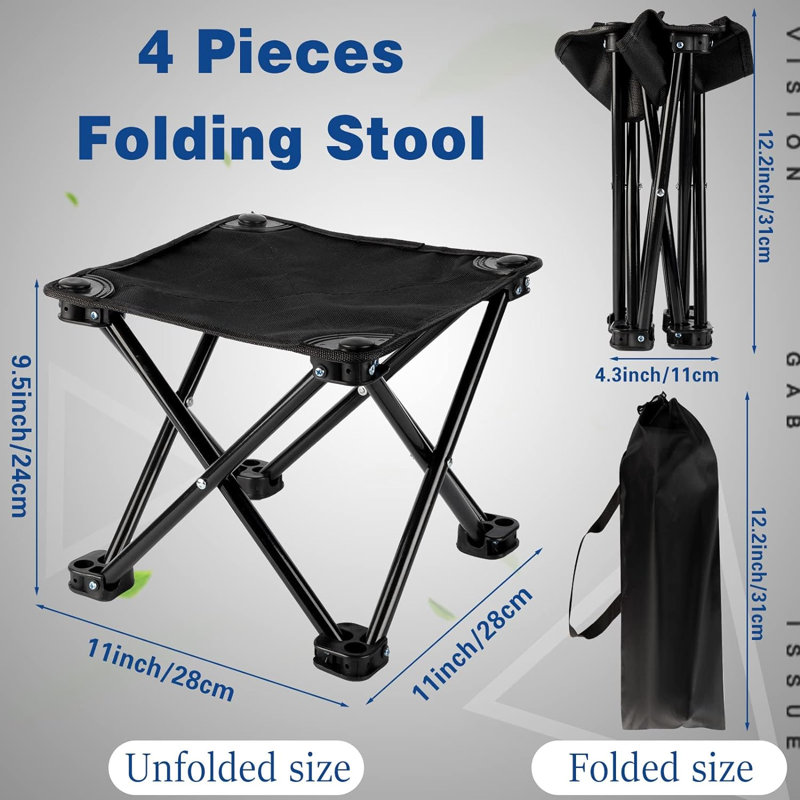Osbonre Folding Camping Stool, Black, Black