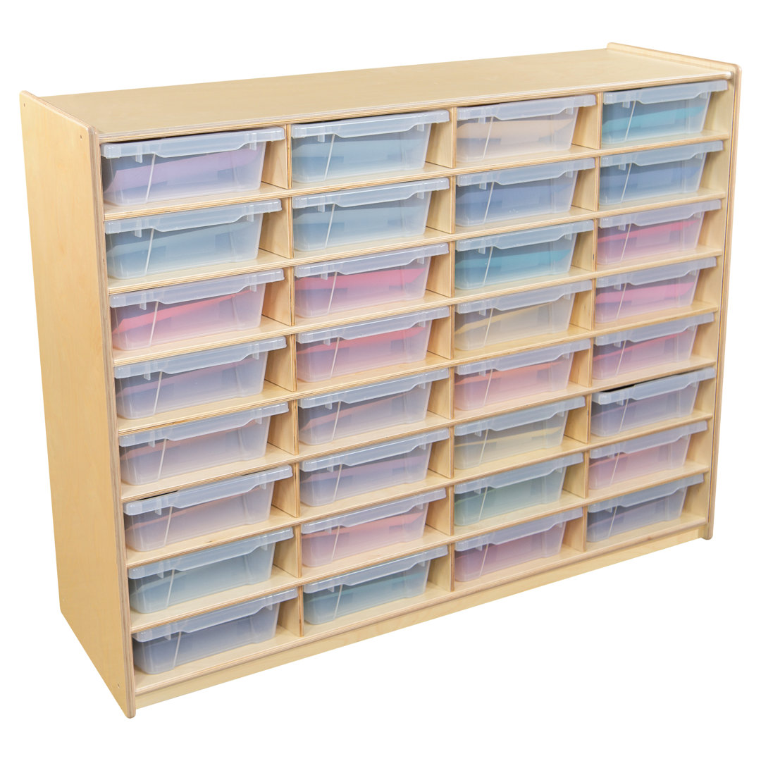 (32) Letter Tray Storage Unit With Translucent Trays Wood Designs Bin