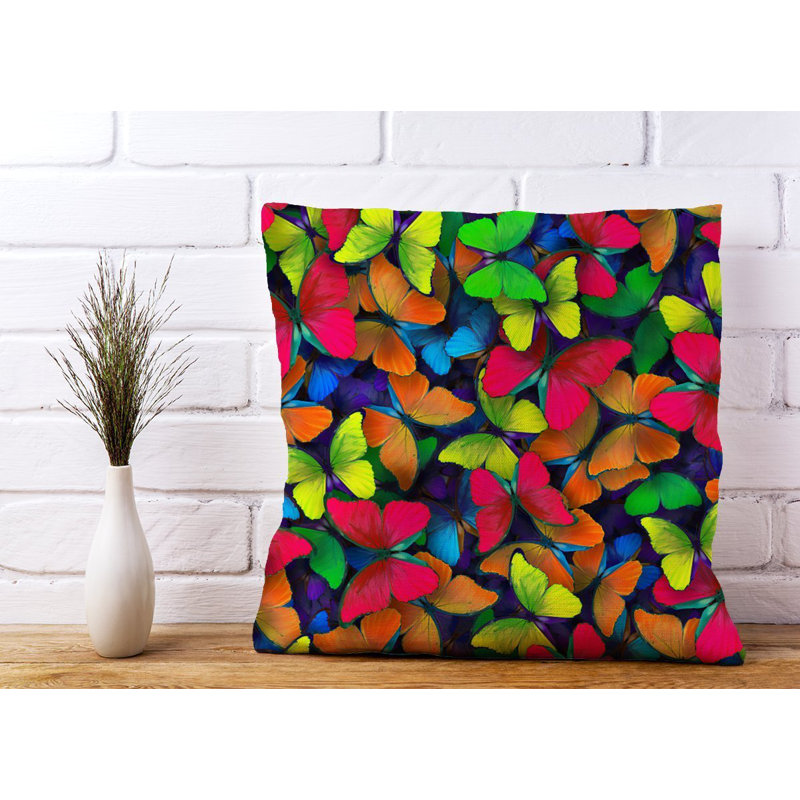 Grandy RAINBOW BUTTERFLIES Square Throw Cushion