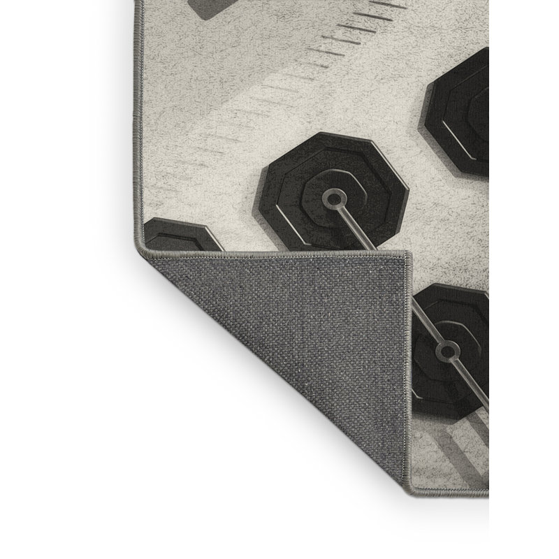 Tapis gris moelleux et moelleux de style haltérophile moderne et contemporain Elina Barbell, 2x5