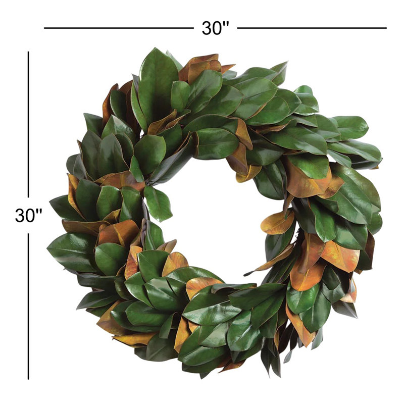 Magnolia Leaf Wreath, 30" H x 30" W x 6" D