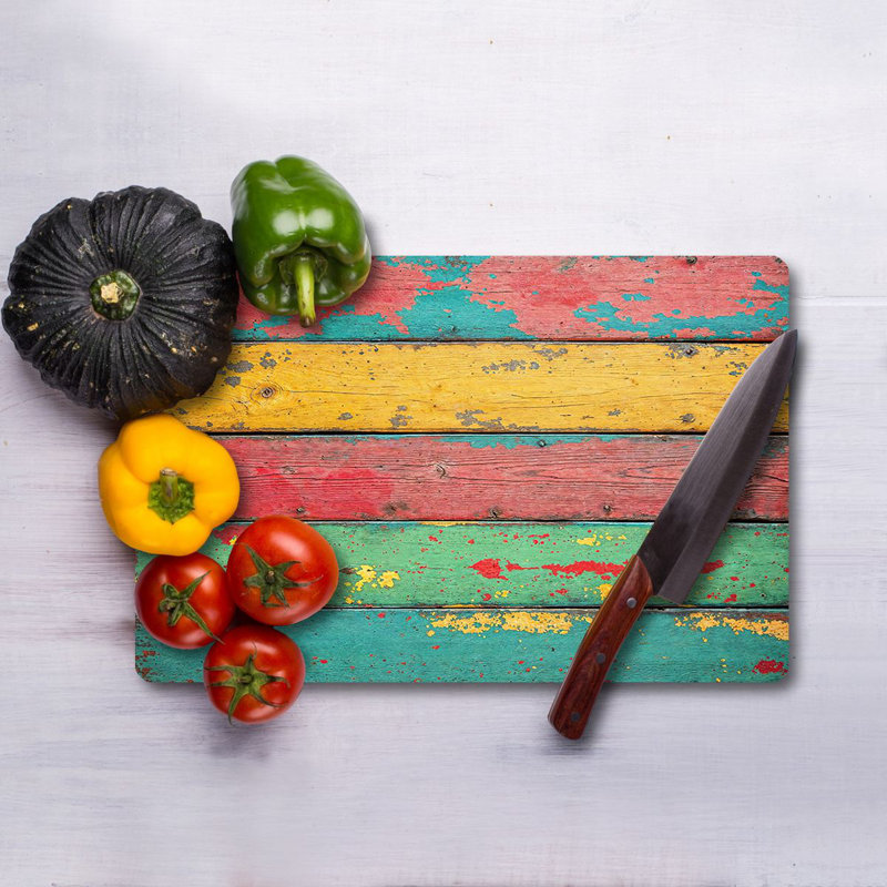 Flourish Tempered Glass Cutting Board, 7.9 x 11.8 inches | 100% Antibacterial, Easy-Clean Surface, Non-Slip Silicone Feet | Perfect for Food Prep & Serving, Durable & Stylish Kitchen Essential, Not Dishwasher Safe