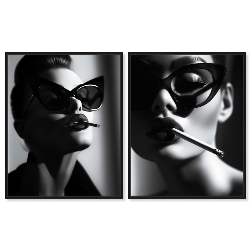 Oliver Gal A Hollywood Star Set Photography - Framed Acrylic Glass Wall Art, 46" H x 37" W, Black