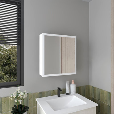 Medicine Cabinet 21.1" H, 1 Door, 4 Shelves, 1 Mirror
