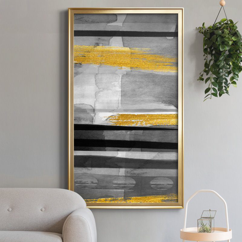 Layers of Time I - Peinture sur toile encadrée, Doré, H 22,5 po x l 42,5 po x P 1,5 po