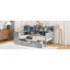 Twin Size Wooden Daybed With 3 Drawers, USB Ports And Desk , Grey