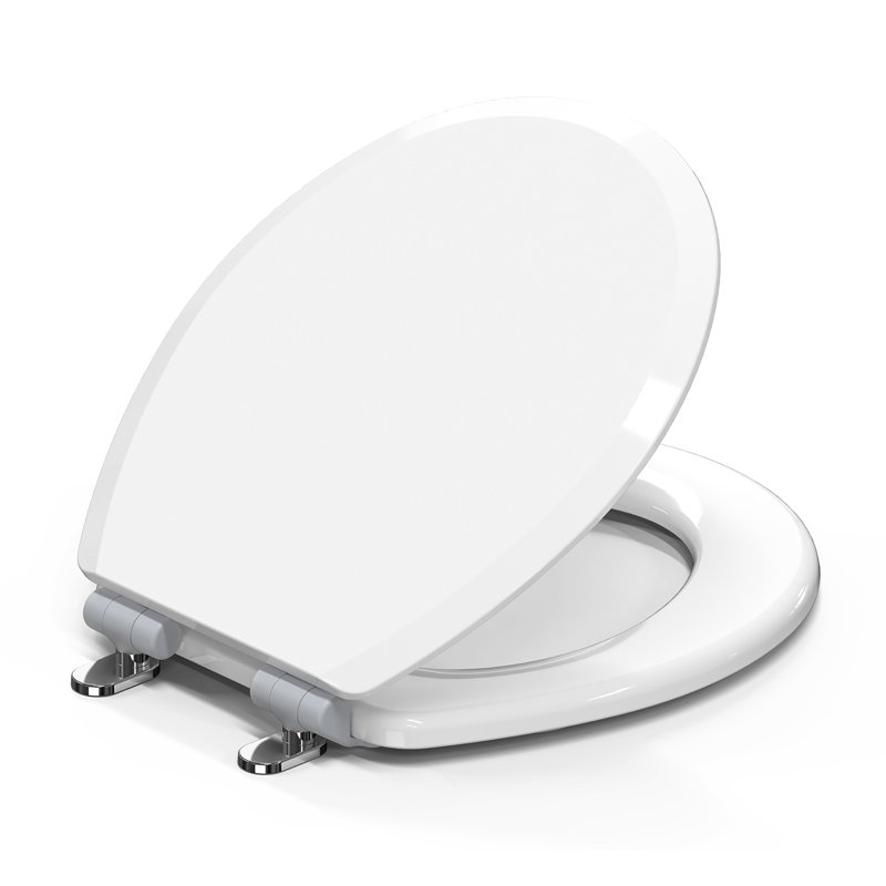 Pro Wood Toilet Seat Round, White, Magnetic Quick-Release Easy-Clean And Change, Hushmotion Slow Close, Stainshield High-Gloss Finish, Arch-Tite Never Loosens, Adjustable Fit, Secure Grip