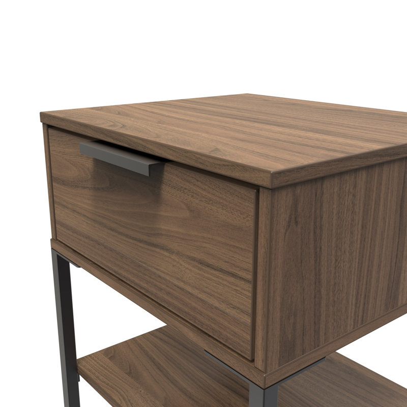Bibek 58cm W Manufactured Wood Bedside Table, Carini Walnut