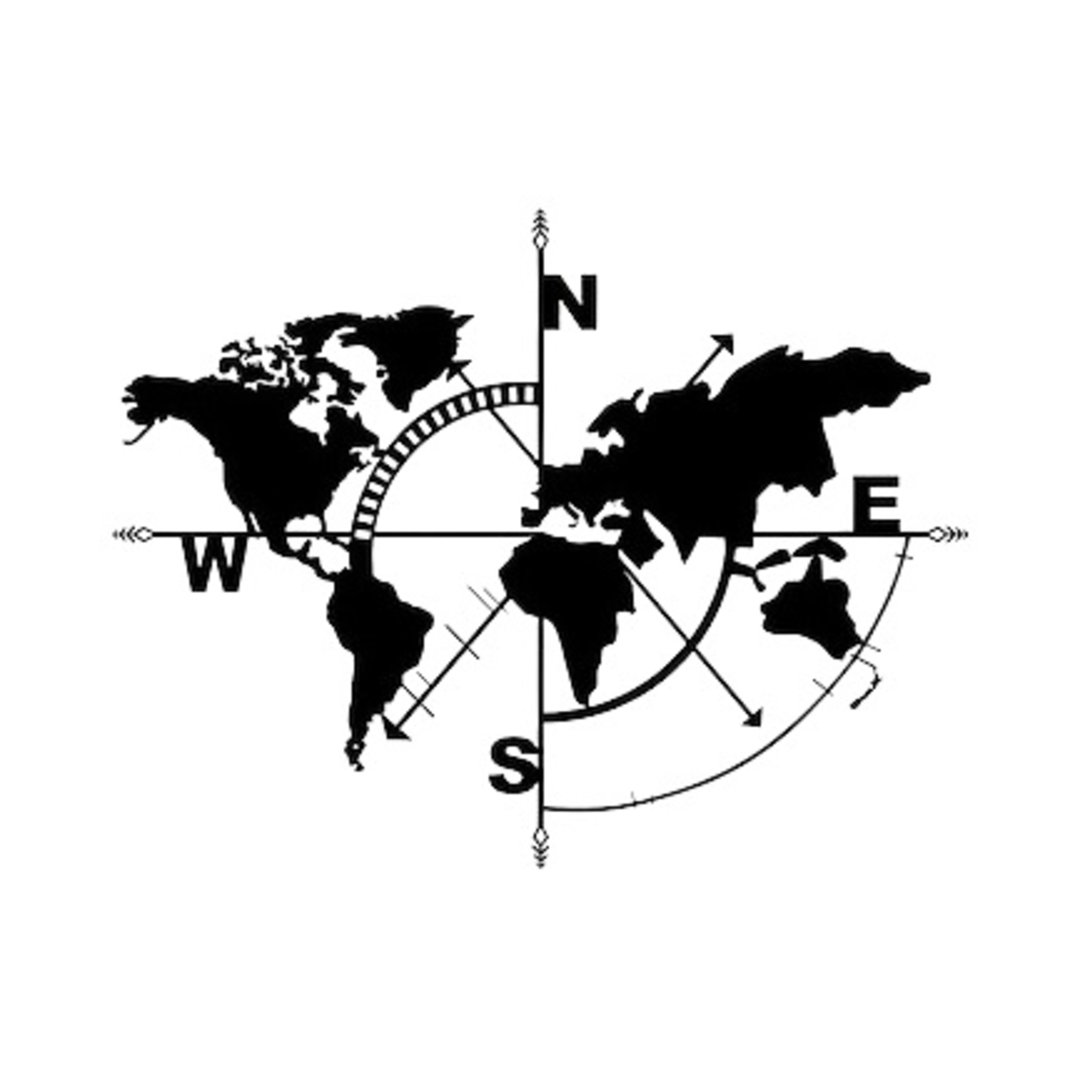 Wanddekoration World Map Compass