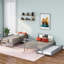 Lit simple superposé au dessus d'un lit double avec lit gigogne simple (gris)-130120326