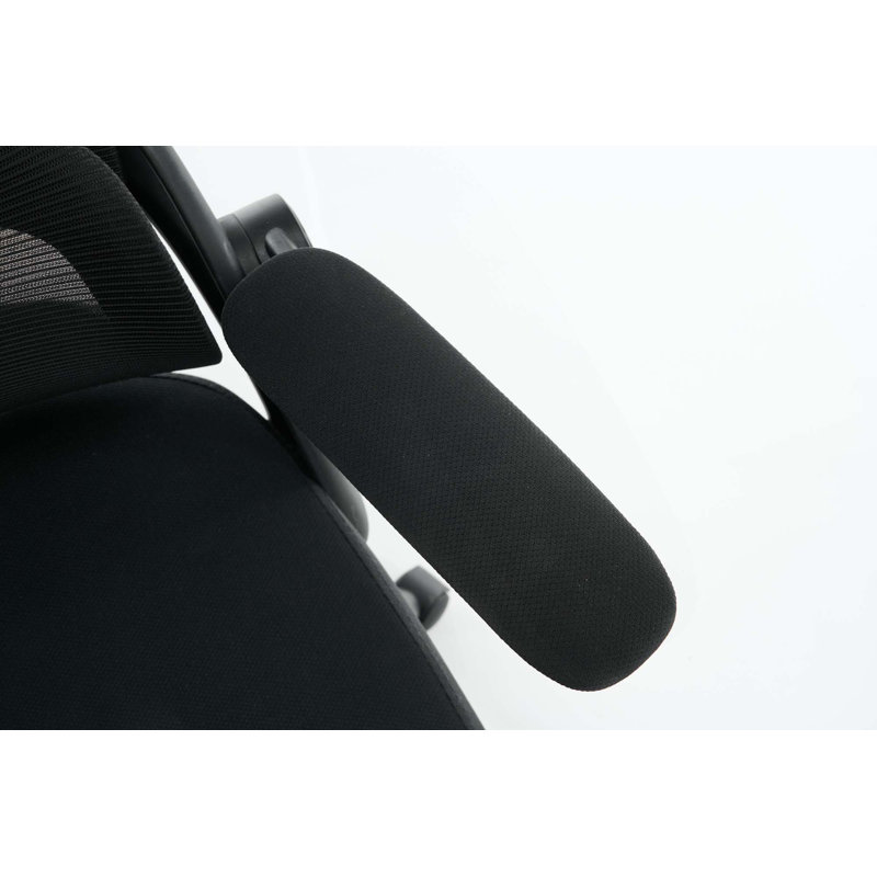 Chaise de bureau ergonomique en filet, chaise de bureau à haut dossier avec accoudoirs 3D, soutien lombaire vers le haut et le bas, chaise de bureau pivotante pour ordinateur avec appui-tête réglable en 2 dimensions, fonction d'inclinaison noire
