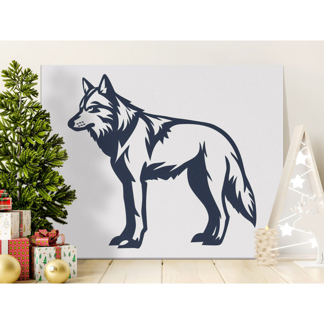 Modern Wolf Silhouette Canvas Wall Art