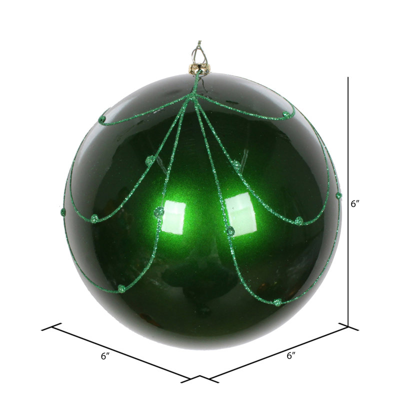 Ornement boule de rideau à paillettes bonbon, Vert
