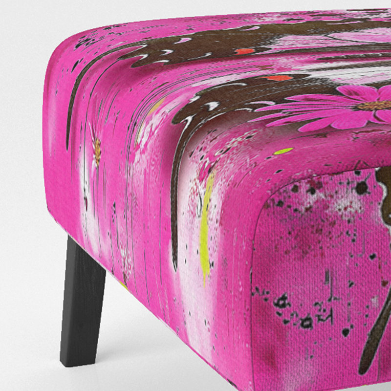 Fauteuil de chambre rembourré abstrait coloré - Fauteuil d'appoint moderne en velours, Fuchsia / noir