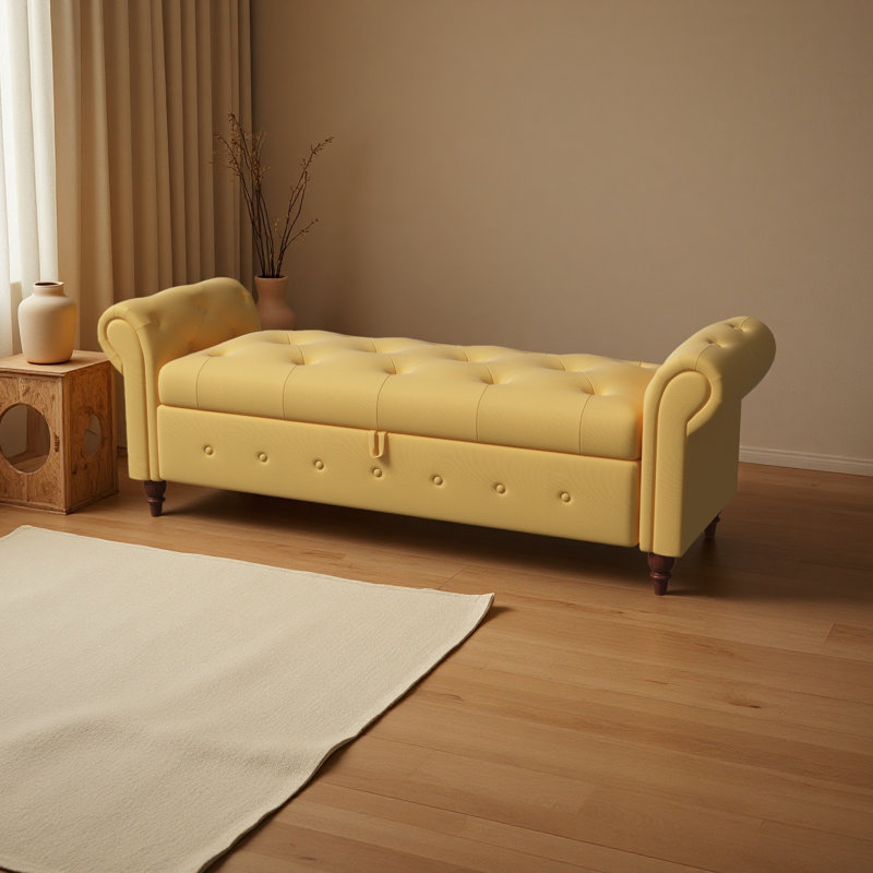 Banc de lit 63 po, Jaune, Jaune