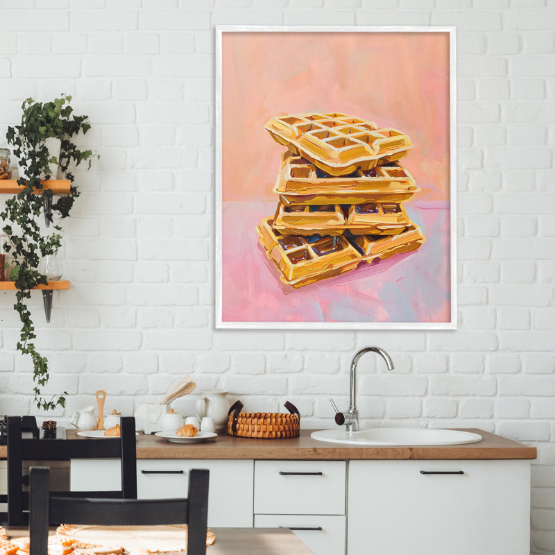 Stack of Fluffy Waffles, giclée encadrée, design par The Prints Vibe, 30 x 24, Coastal White Giclee Framed
