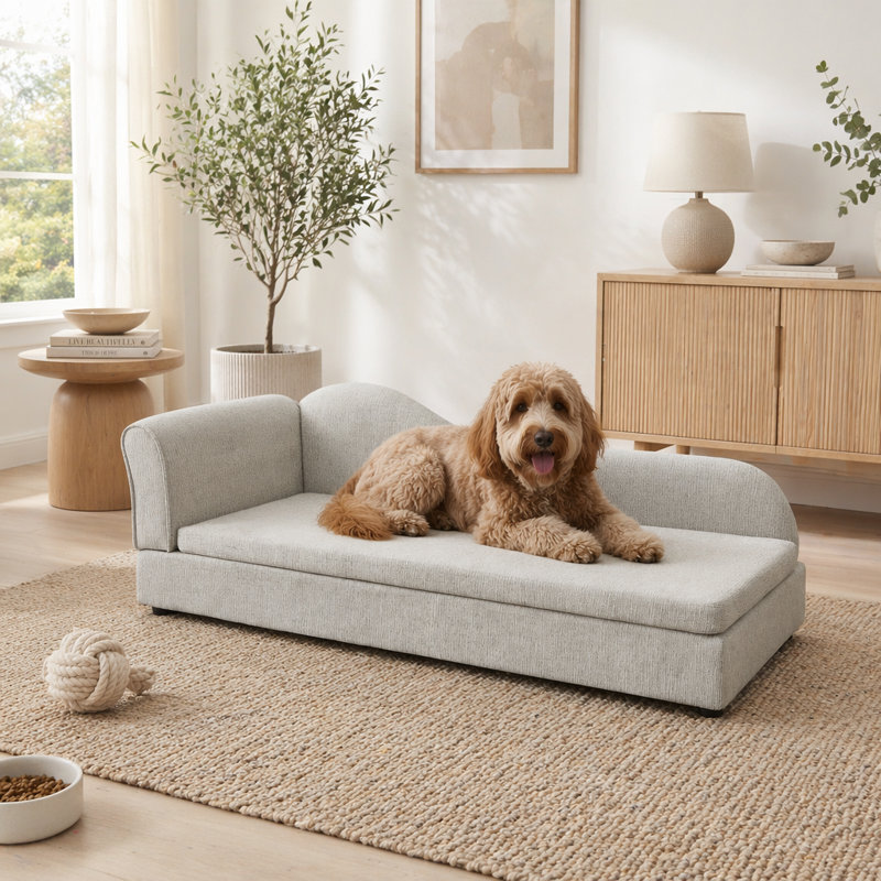 Canapé surdimensionné pour animaux de compagnie pour chiens de taille moyenne / grande, tissu en lin respirant de qualité supérieure, pieds en plastique