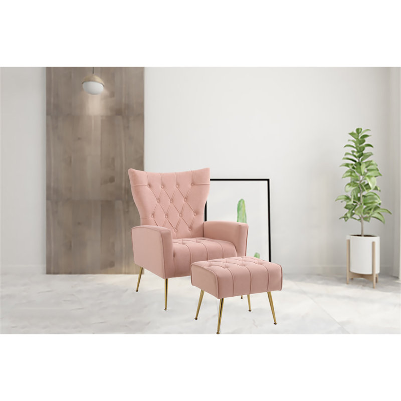 Fauteuil en velours capitonné l 28,4 po, Velours noir