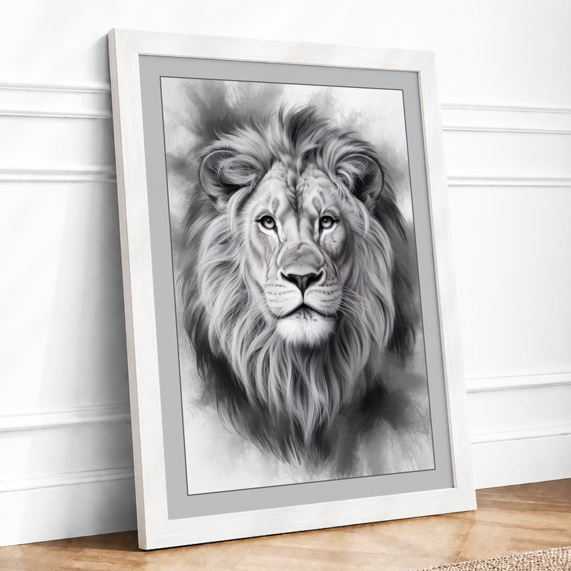 Lion's Gaze Realism 1 Piece Single Picture Frame Wall Art, A1 - 84.1 x 59.4 cm, White