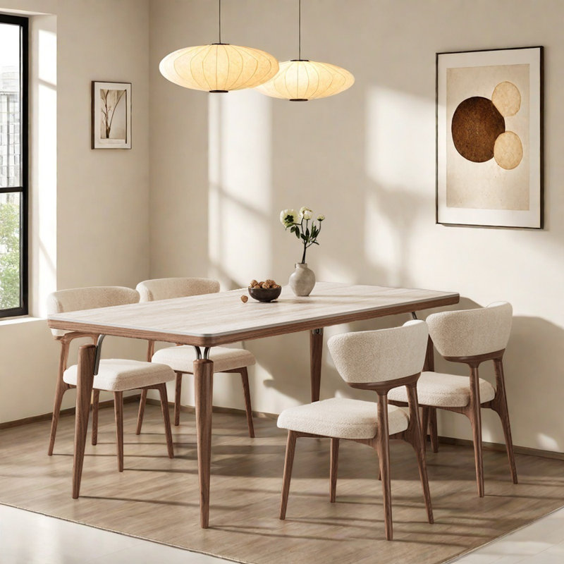 Petit ensemble de table de salle à manger de couleur noyer, 5, H 29,52 po x L 55,11 po x l 31,49 po