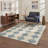 Liadan Diamondix Geometric Machine Washable Blue / Beige Indoor Area Rug with Non-Slip Backing-1663992682