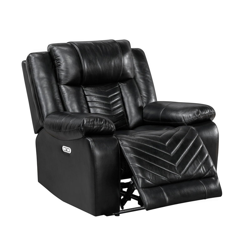 Chiar inclinable électrique avec ceinture à DEL noire, Black Faux Leather