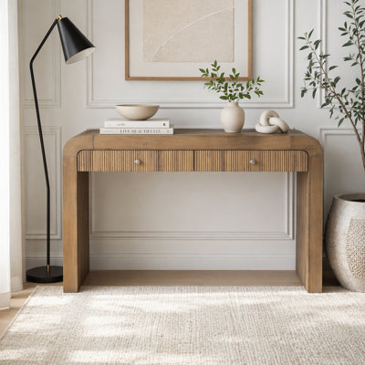 Rustic Console Table with Fluted Drawer Front and Thick Legs