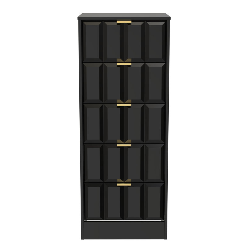 Arnesto 45cm W Manufactured Wood Bedside Table, Deep Black/Black Matt