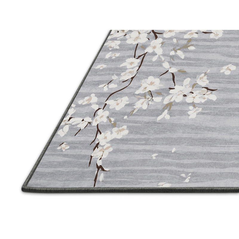 Tapis gris soyeux et moelleux, Rectangle 7 pi x 9 pi