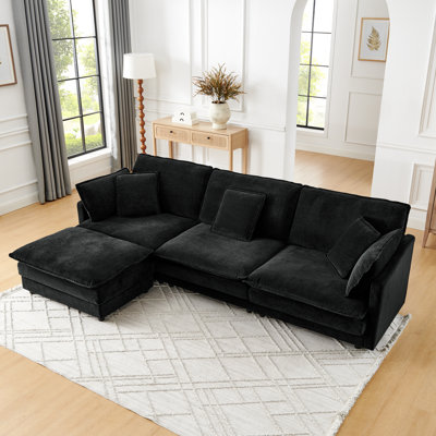 Canapé modulaire en L avec repose-pieds et canapé convertible surdimensionné pour 4 personnes Modern Home Living
