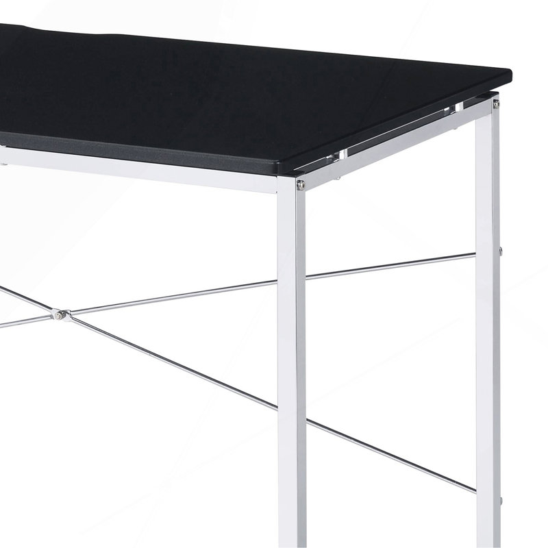 Black And Chrome Writing Desk With Sled Base