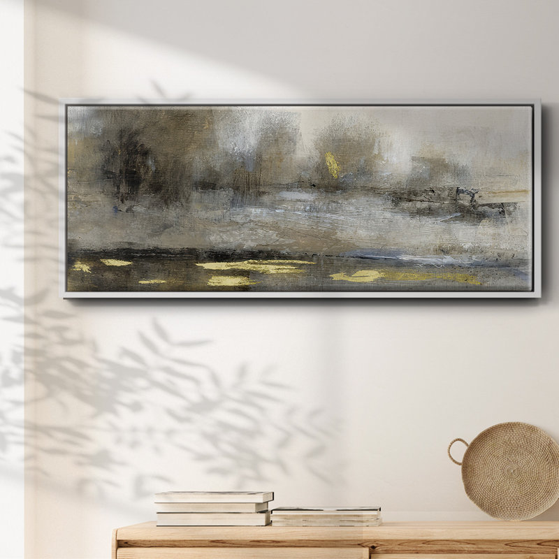 Paysage doré embelli II, H 8 po x l 20 po x P 1,5 po, Blanc