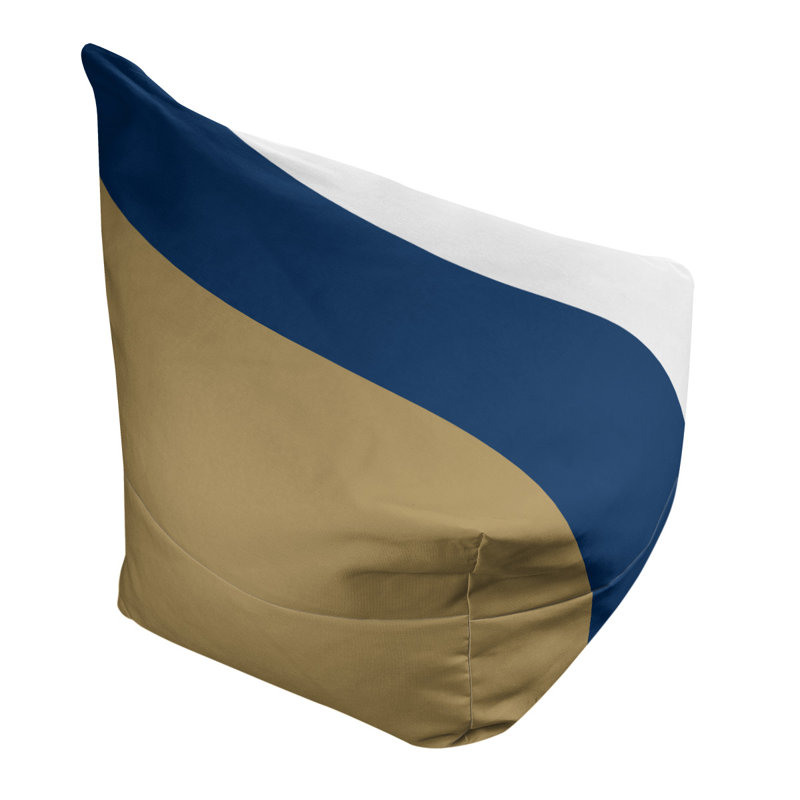 Bean Bag Chair & Lounger, Gold/Navy Blue/White, 31" x 38" x 42"