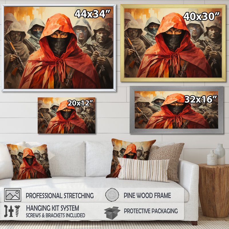 Coral Gray Mexico Art Zapatistas, reproduction d'art sur toile, 16" H x 32" W, Toile tendue