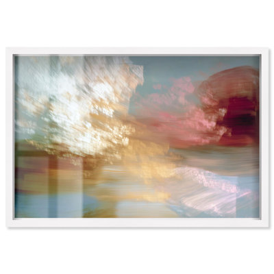 Crimson Haze IV Shadowbox Print Modern Boho Wall Art by Art Remedy, White Frame, 15 x 10