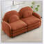 Canapé deux places modulable 2 places en tissu Teddy doux comme un nuage, dossier et accoudoirs incurvés avec soutien lombaire, coussin double couche-1391096076-1391096083