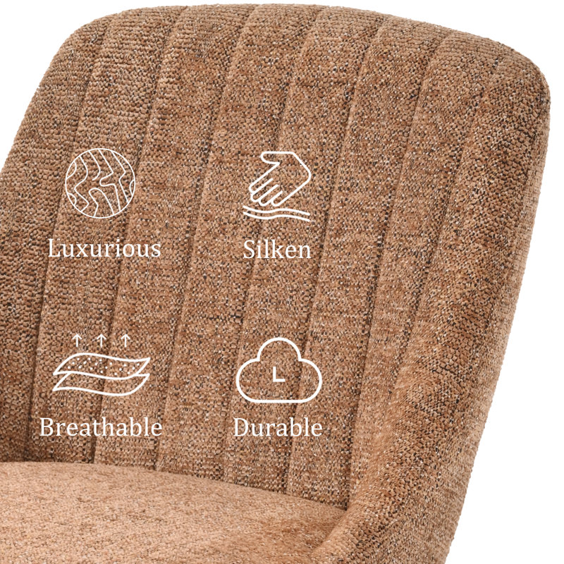 48.5cm H Upholstered Upholstered Back Side Chair, Camel Chenille/Natural