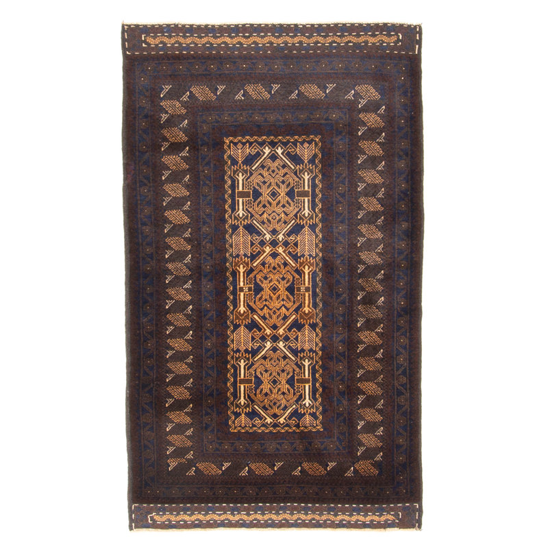 Tapis brun Teimani 2 pi 11 po x 4 pi 11 po