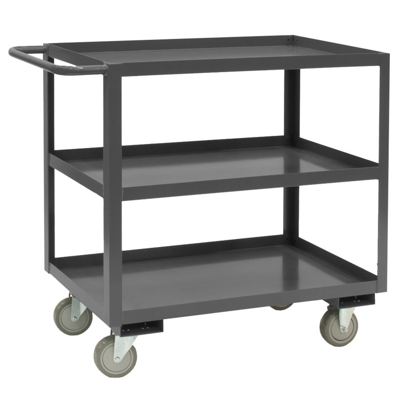Durham 37.625'' Heavy-Duty Gray Steel Utility Cart with Polyurethane Wheels