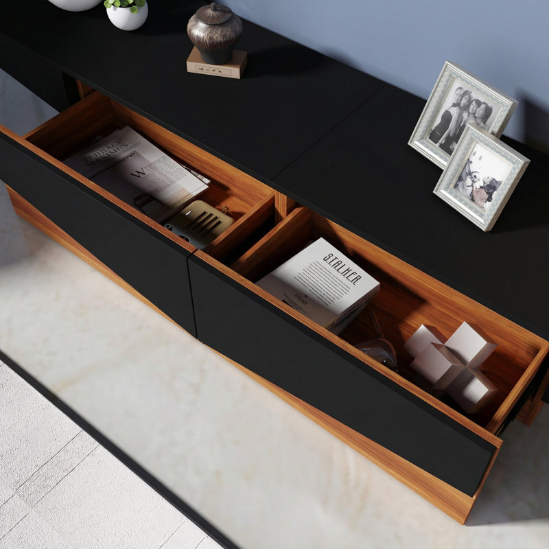 Meuble télé pour téléviseur de 85 po ou moins, Black/Brown
