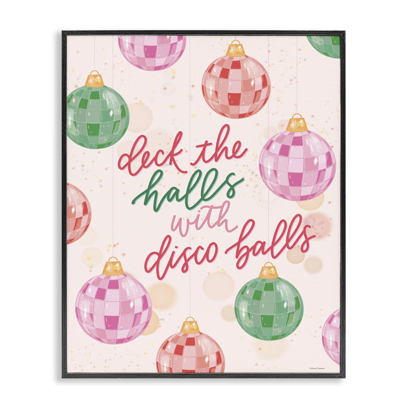 Deck The Halls Disco Balls, estampe numérique encadrée, design par Rachel Nieman, H 30 po x l 24 po