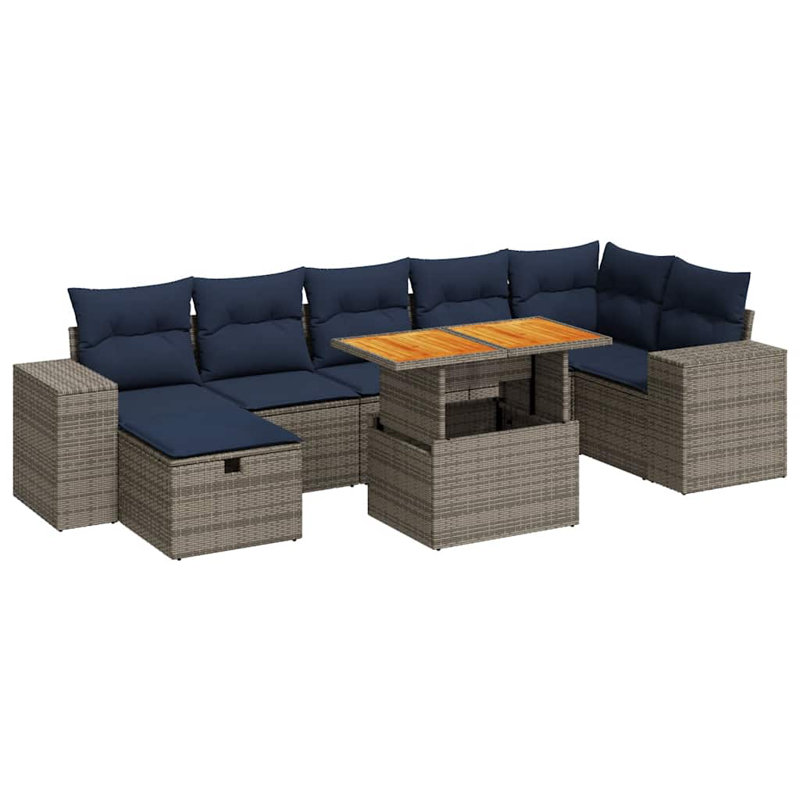 Wicker 7 - Person Garden Lounge Set with Cushions