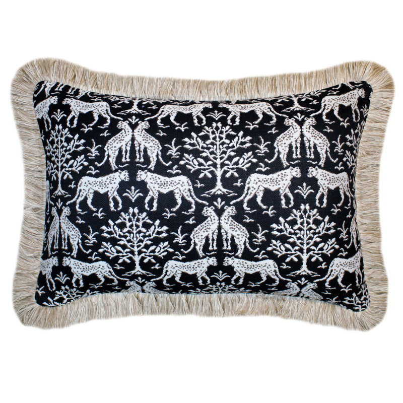 Indoor/Outdoor Pillow Cover & Insert, Black/White, Rectangular, 14" H x 20" W