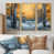 Toile avec cadre flottant or