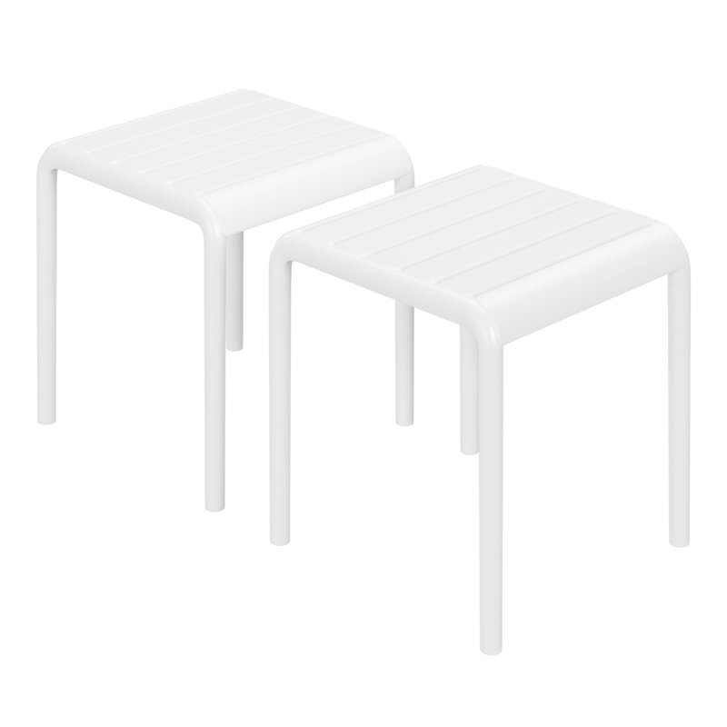 Table d'appoint carrée d'extérieur, Blanc