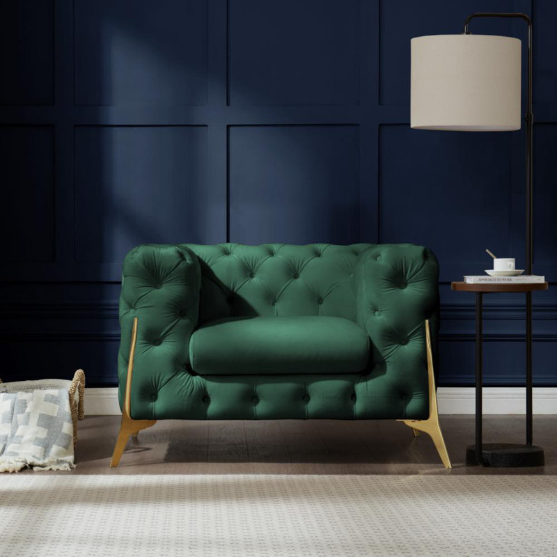 Akeiba Velvet Armchair, Green