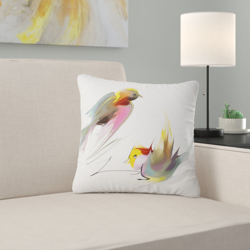 Oiseaux volants - Coussin imprimé animal, 16 po x 1 po, Coussin décoratif