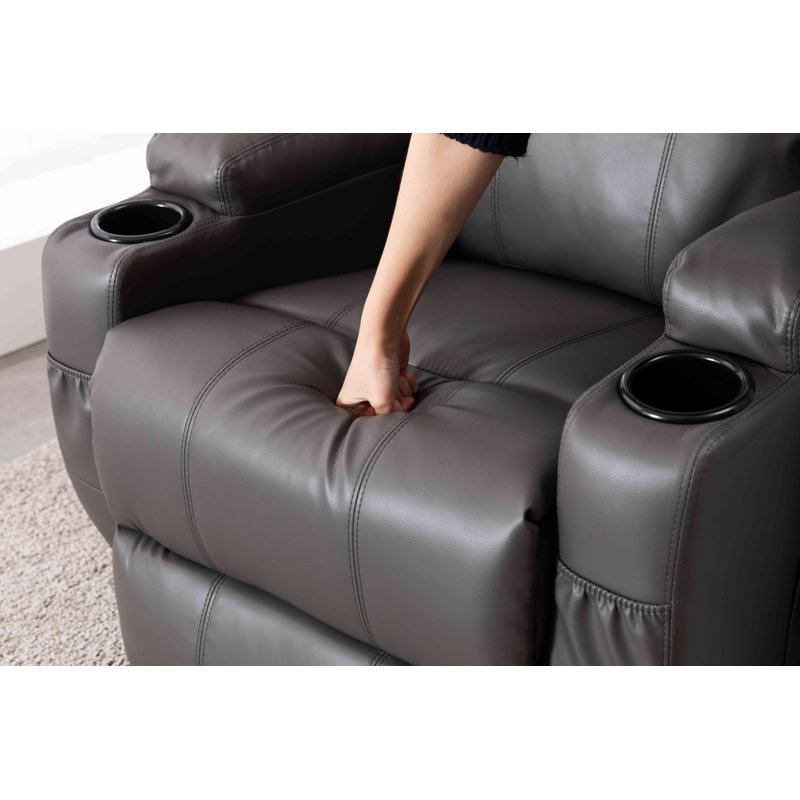 Fauteuil inclinable électrique en cuir Jesseca, Similicuir gris foncé