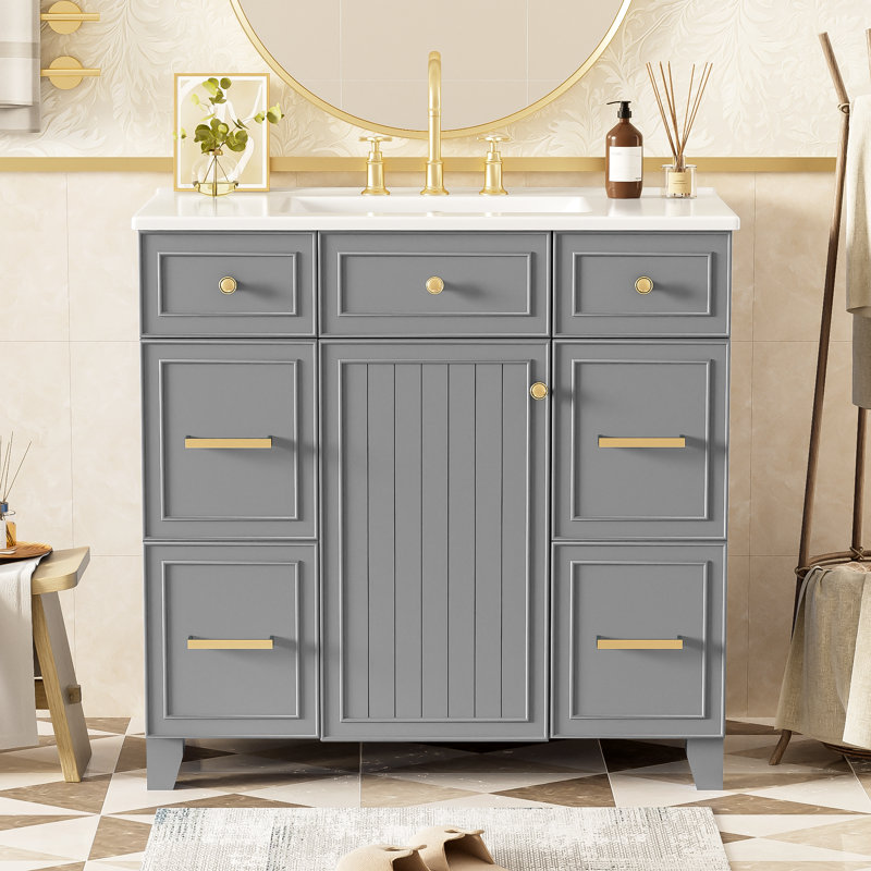 36" Single Bathroom Vanity Set, Gray